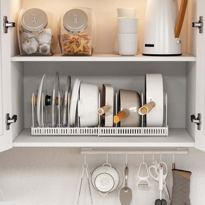 adjustablepotlidcoverkitchenorganiserrackundersinkadjustablekitchencabinet