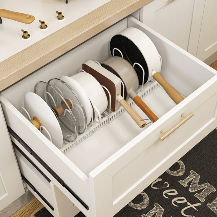 adjustablepotlidcoverkitchenorganiserrackundersinkadjustablekitchencabinetcupboard