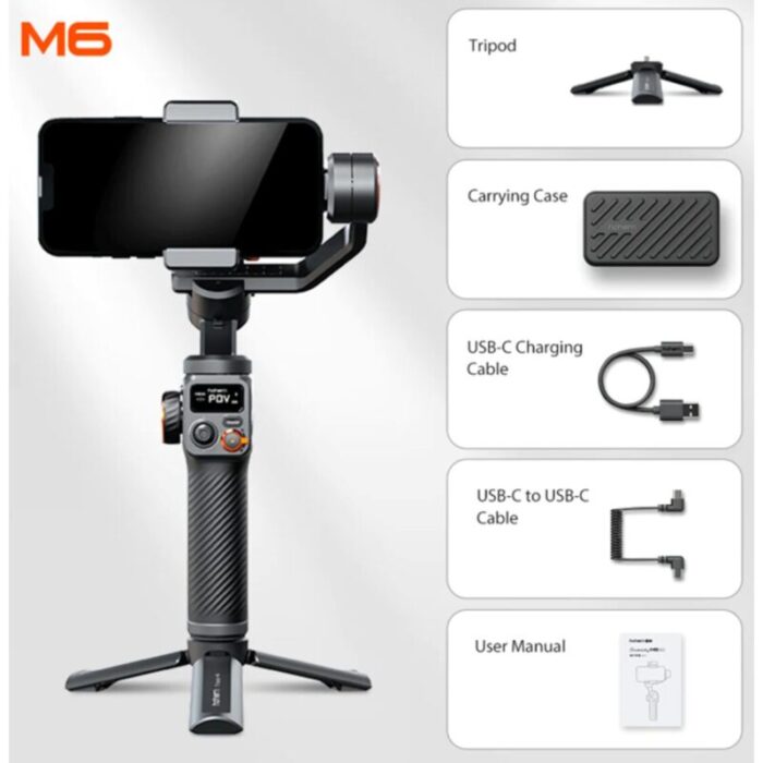 hohem isteady m6 pro kit 3 axis structure smartphone gimbal with magnetic fill light integrated with ai tracking module hohem isteady m6 pro kit 240926091058 4