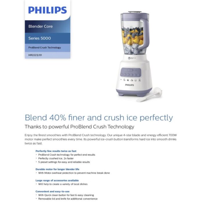 philips series 5000 blender with dry mill chopper filter 700w plastic jar hr222301 241008051926 3